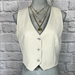 Urban Outfitters Stylish Cream Button-Up Vest